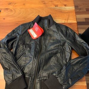 Puma genuine leather bomber jacket